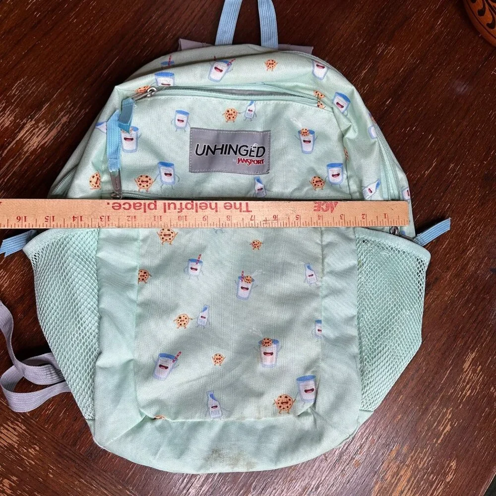 Unhinged By Jansport Mint Backpack With Milk & Cookies Print Adjustable Straps - Picture 14 of 14